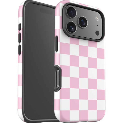 Pink and White Checkerboard iPhone 17 Pro Max Impact Case