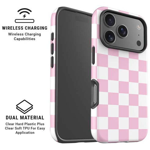 Pink and White Checkerboard iPhone 17 Pro Max Magsafe Impact Case