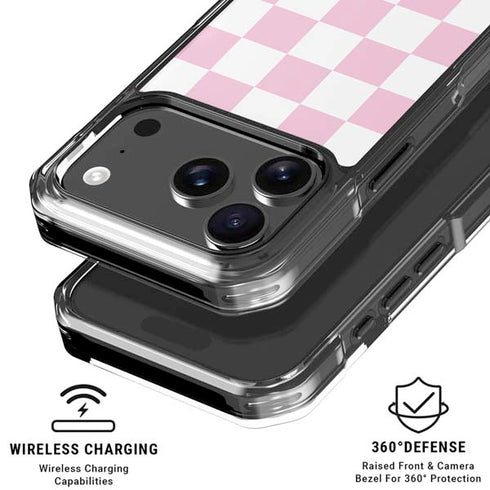 Pink and White Checkerboard iPhone 18 Pro Clear Case