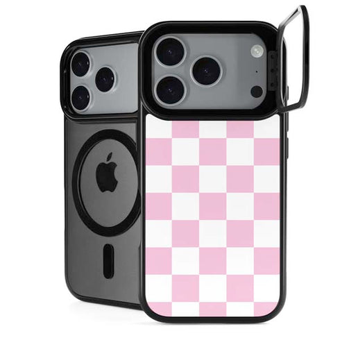 Pink and White Checkerboard iPhone 18 Pro Kickstand Case