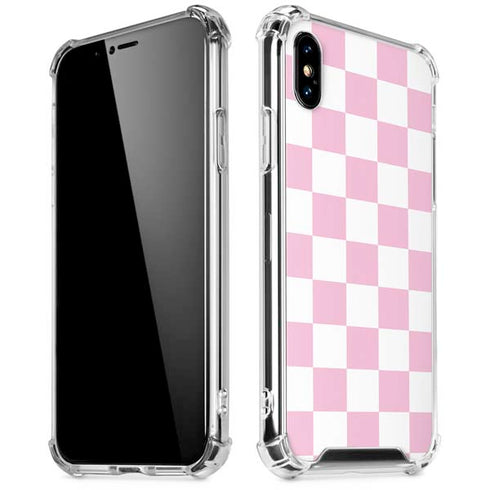 Pink and White Checkerboard iPhone X/XS Clear Case