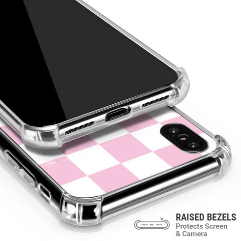 Pink and White Checkerboard iPhone X/XS Clear Case