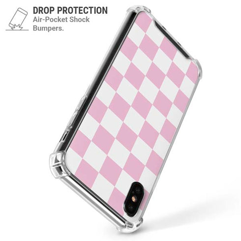 Pink and White Checkerboard iPhone X/XS Clear Case