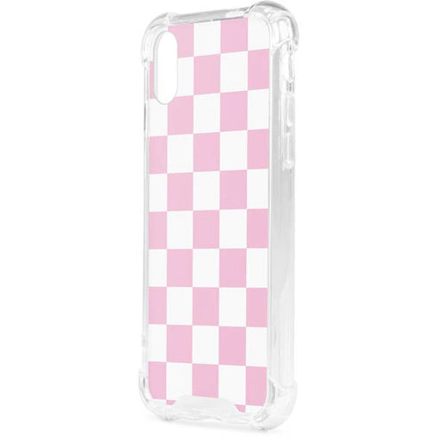 Pink and White Checkerboard iPhone XS Clear Case