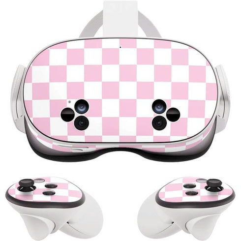 Pink and White Checkerboard Meta Quest 3S Skin