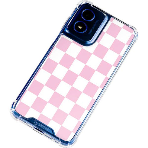 Pink and White Checkerboard Moto G 5G (2024) Clear Case