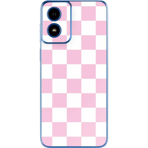 Pink and White Checkerboard Moto G Play 4G (2024) Skin