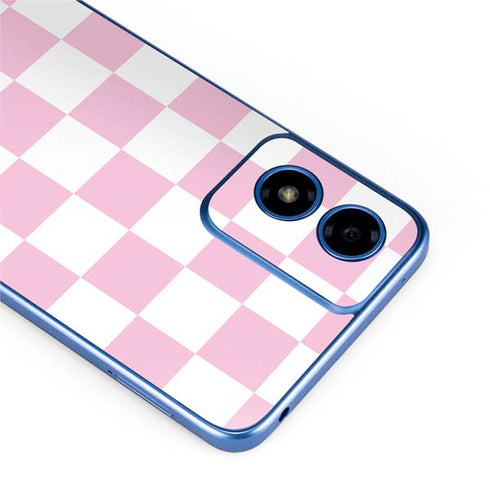 Pink and White Checkerboard Moto G Play 4G (2024) Skin
