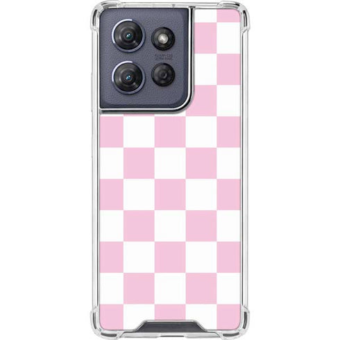 Pink and White Checkerboard Moto G Play 5G (2025) Clear Case