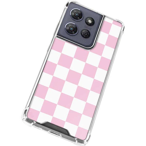Pink and White Checkerboard Moto G Play 5G (2025) Clear Case