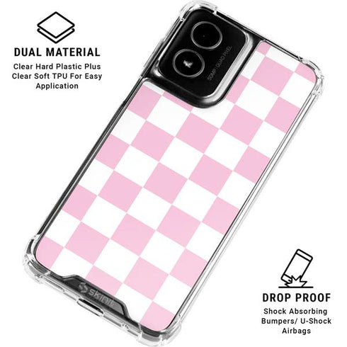 Pink and White Checkerboard Moto G Power 5G (2024) Clear Case