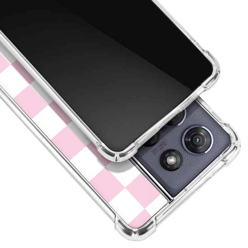 Pink and White Checkerboard Moto G Power 5G (2025) Clear Case