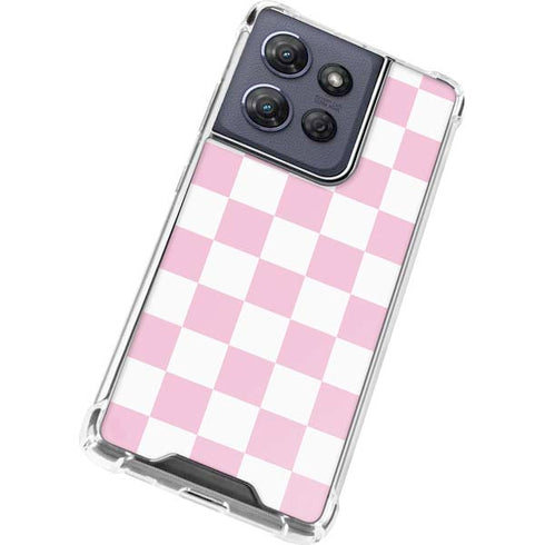 Pink and White Checkerboard Moto G Stylus 5G (2025) Clear Case
