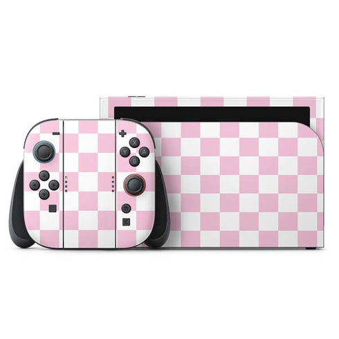 Pink and White Checkerboard Nintendo Switch 2 (2025) with Joy-Con Skin
