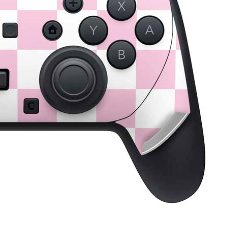 Pink and White Checkerboard Nintendo Switch 2 (2025) Pro Controller Skin