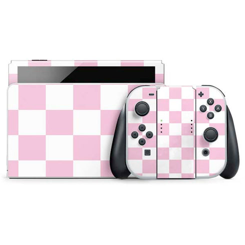 Pink and White Checkerboard Nintendo Skins