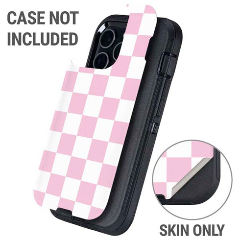 Pink and White Checkerboard Otterbox Defender iPhone Skin