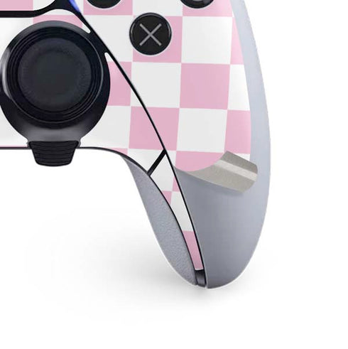Pink and White Checkerboard PS5 DualSense Edge Pro Controller Skin
