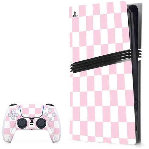 Pink and White Checkerboard PlayStation PS5 Skins
