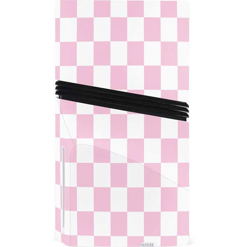 Pink and White Checkerboard PS5 Pro Disk Bundle Skin