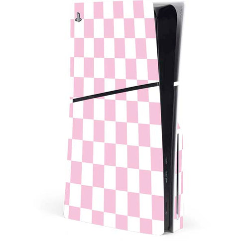 Pink and White Checkerboard PlayStation PS5 Skins