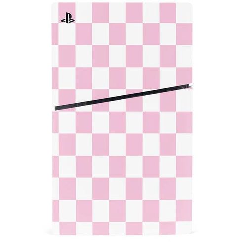 Pink and White Checkerboard PS5 Slim Digital Edition Console Skin