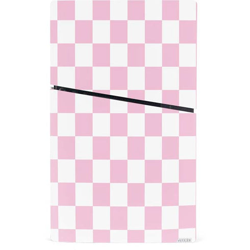 Pink and White Checkerboard PS5 Slim Digital Edition Console Skin