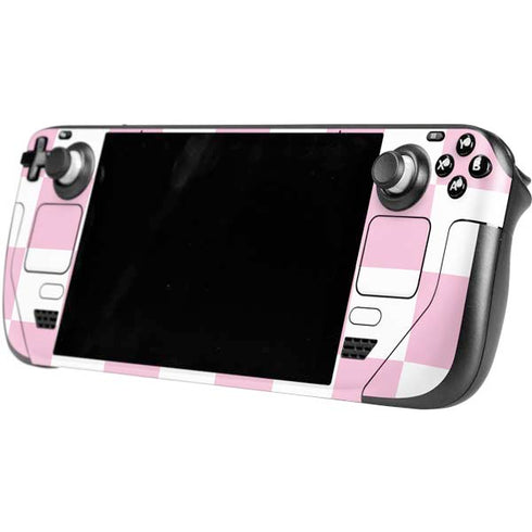 Pink and White Checkerboard Steam Deck Handheld Gaming Computer OLED Skin