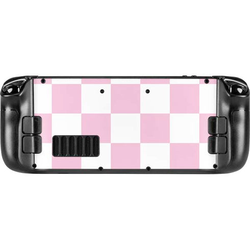 Pink and White Checkerboard Steam Deck Handheld Gaming Computer OLED Skin