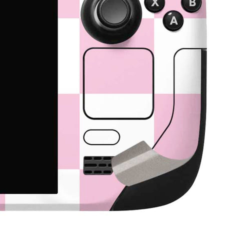 Pink and White Checkerboard Steam Deck Handheld Gaming Computer OLED Skin