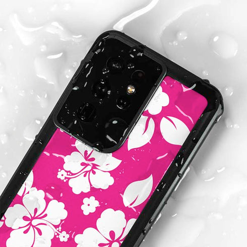 Pink and White Galaxy S24 Ultra Waterproof Case