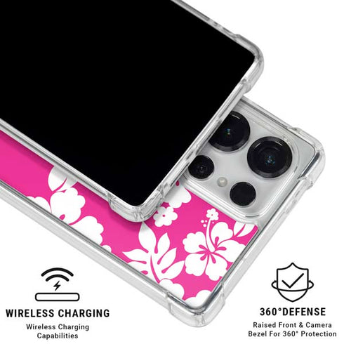 Pink and White Galaxy S25 Ultra Clear Case
