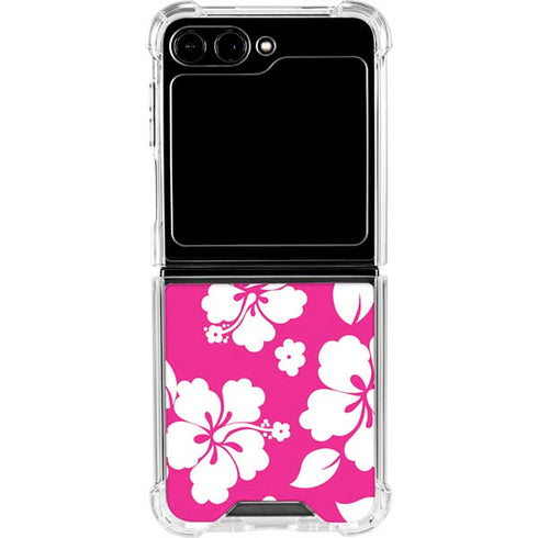 Pink and White Galaxy Z Flip6 Clear Case