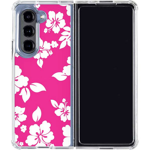 Pink and White Galaxy Z Fold5 5G Clear Case