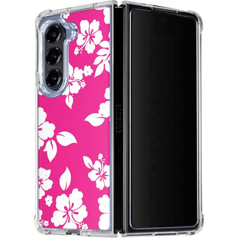 Pink and White Galaxy Z Fold5 5G Clear Case