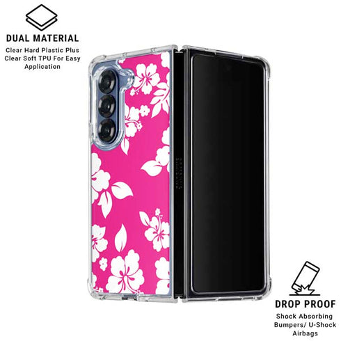 Pink and White Galaxy Z Fold6 Clear Case