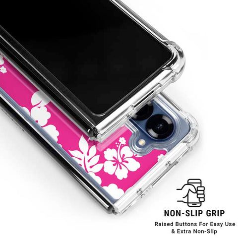 Pink and White Galaxy Z Fold6 Clear Case