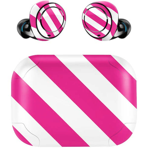 Pink and White Geometric Stripes Amazon Echo Buds Skin
