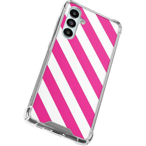 Pink and White Geometric Stripes Galaxy A16 5G Clear Case