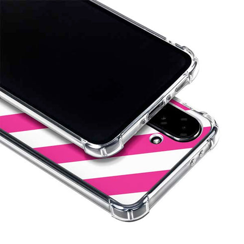 Pink and White Geometric Stripes Galaxy A36 5G Clear Case