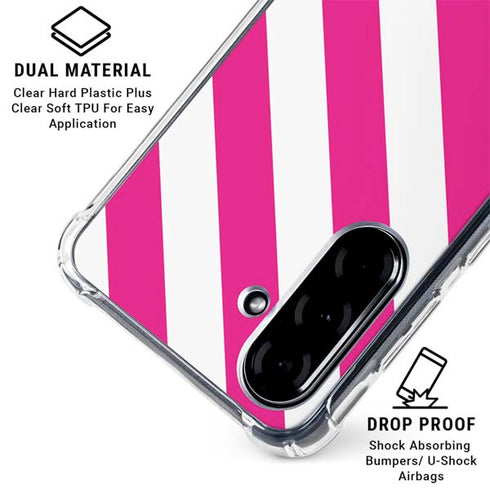 Pink and White Geometric Stripes Galaxy A36 5G Clear Case
