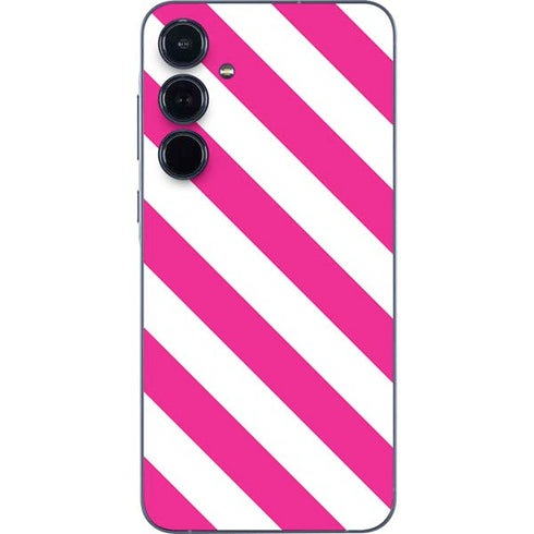 Pink and White Geometric Stripes Galaxy A36 5G Skin