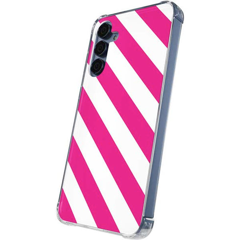Pink and White Geometric Stripes Galaxy A55 5G Clear Case