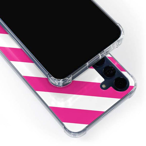 Pink and White Geometric Stripes Galaxy A55 5G Clear Case