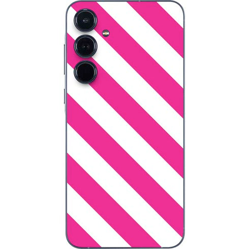 Pink and White Geometric Stripes Galaxy A55 5G Skin