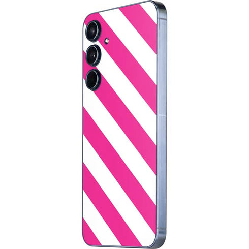 Pink and White Geometric Stripes Galaxy A55 5G Skin