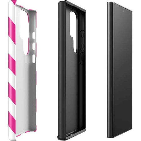 Pink and White Geometric Stripes Galaxy S23 Ultra Pro Case