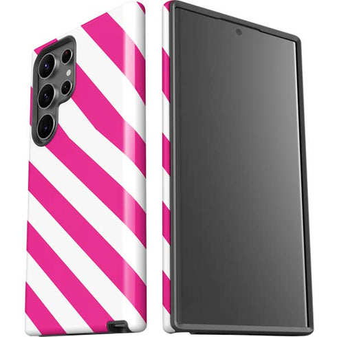 Pink and White Geometric Stripes Galaxy S23 Ultra Pro Case
