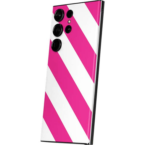 Pink and White Geometric Stripes Galaxy Skins