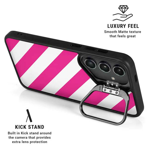 Pink and White Geometric Stripes Galaxy S24 FE Kickstand Case